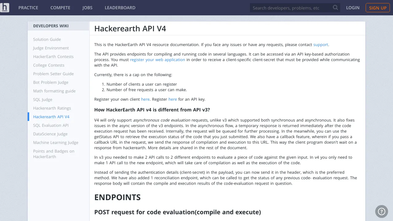 Screenshot of HackerEarth website