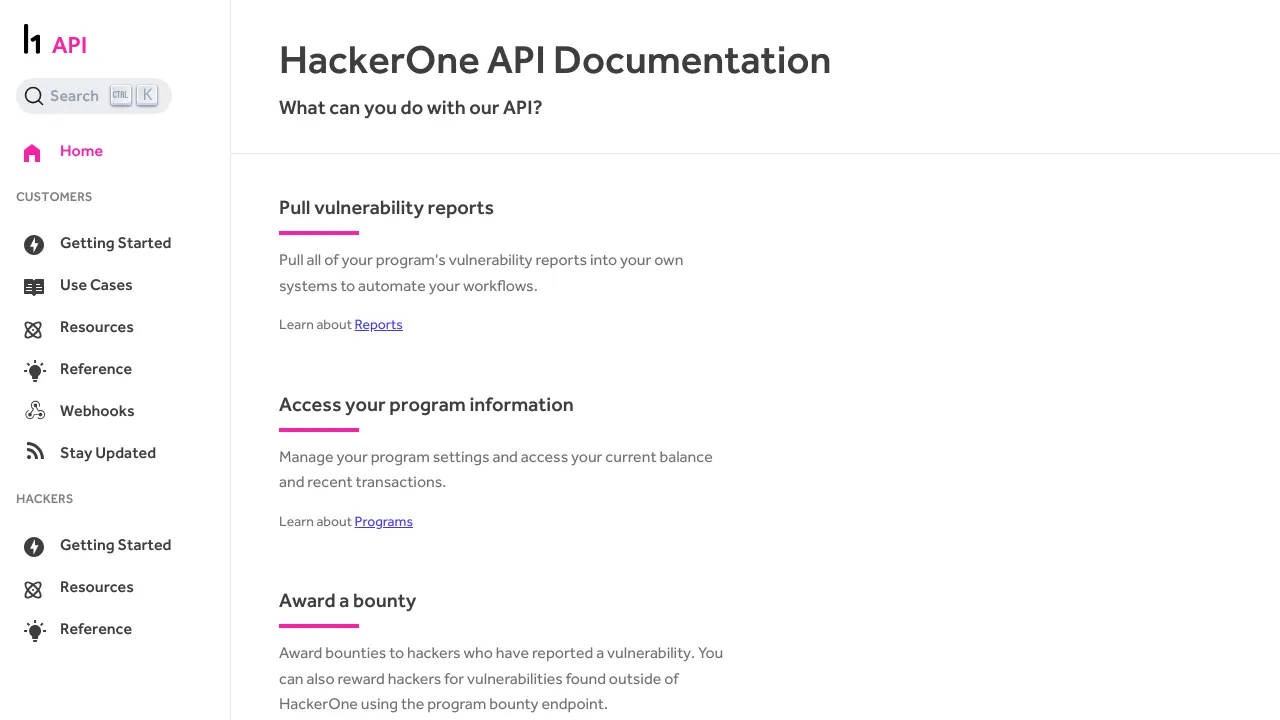 Screenshot of HackerOne website