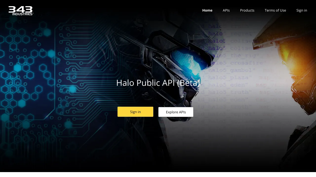 Screenshot of Halo website