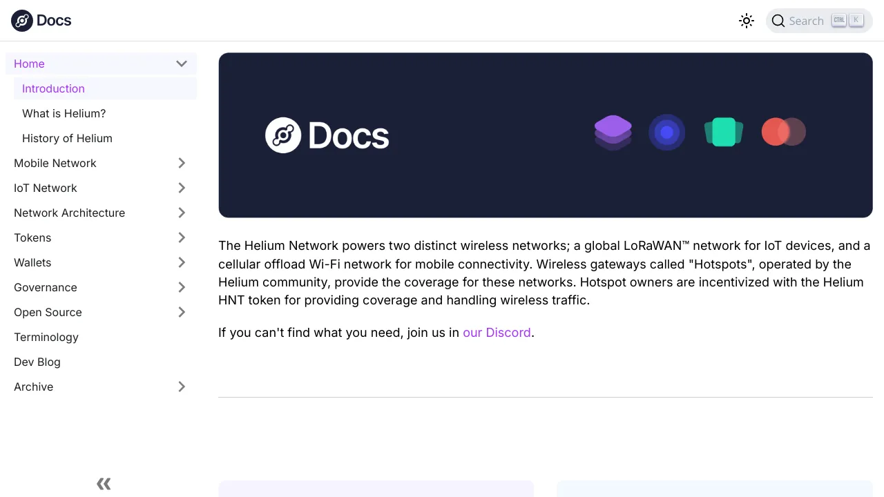 Screenshot of Helium website
