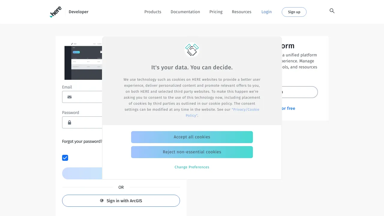 Screenshot of HERE Maps website