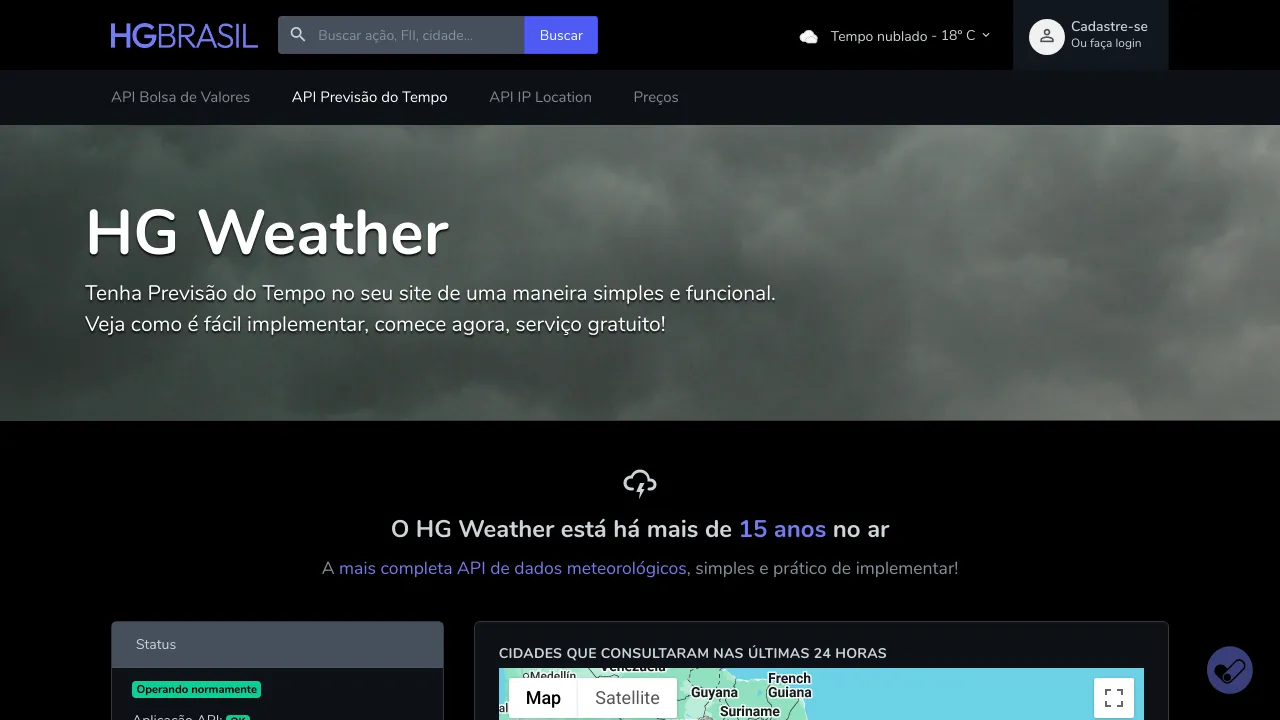 Screenshot of HG Weather website