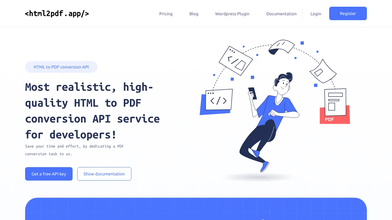 Screenshot of Html2PDF website