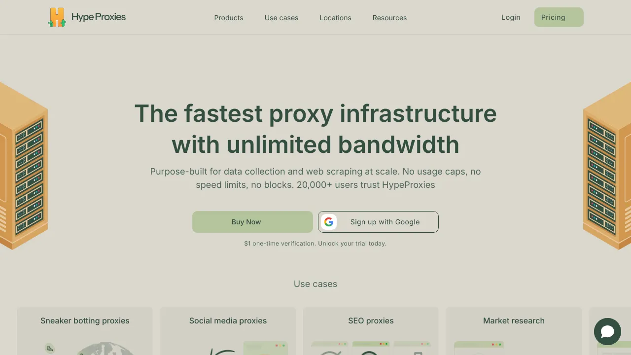 Screenshot of HypeProxies website