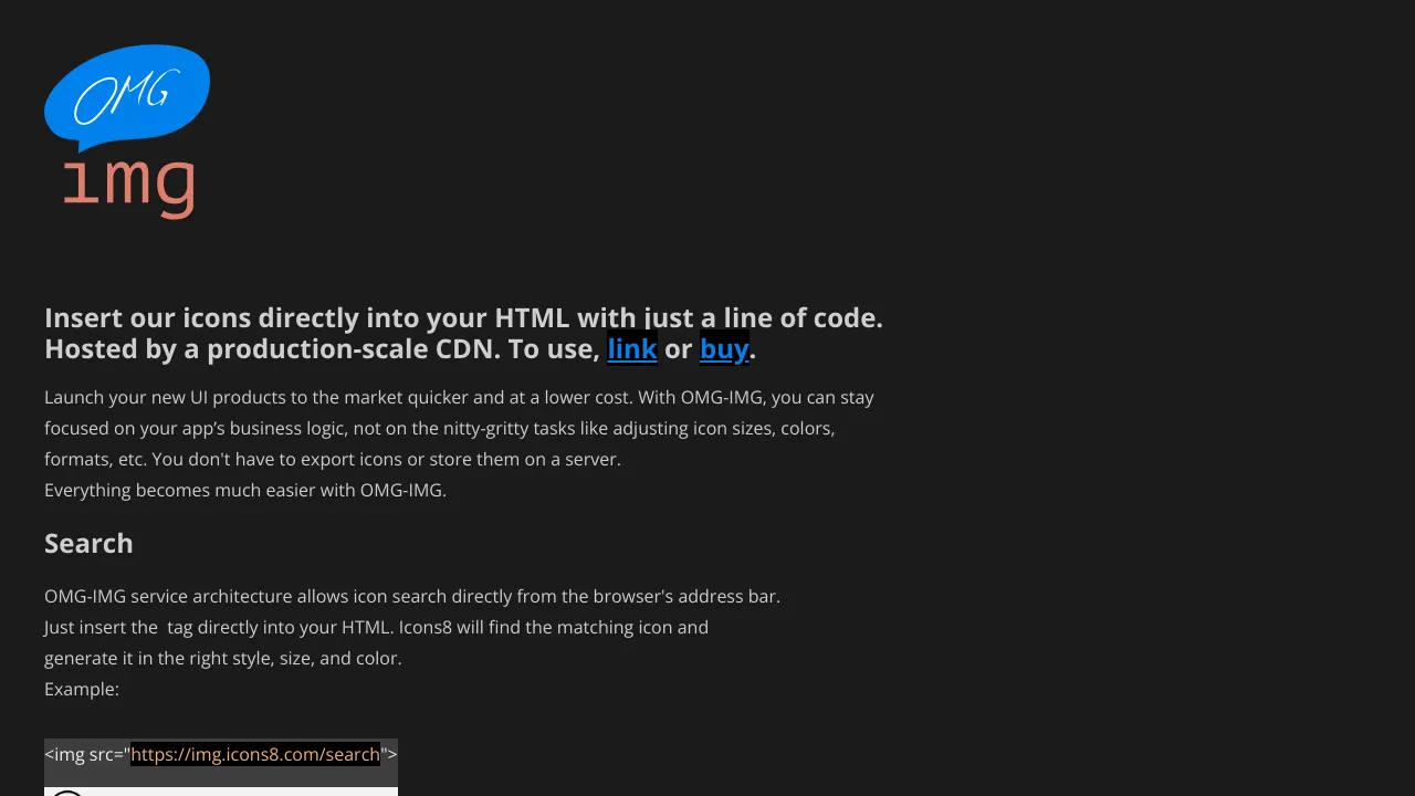 Screenshot of Icons8 website