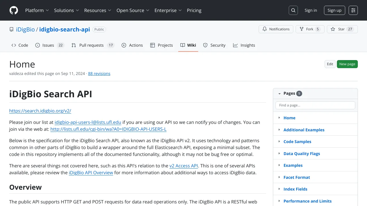 Screenshot of iDigBio website