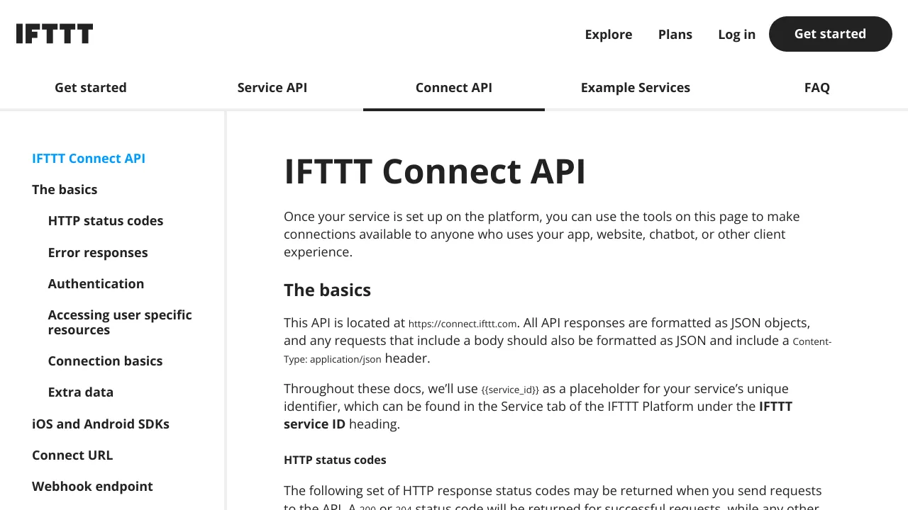Screenshot of IFTTT website