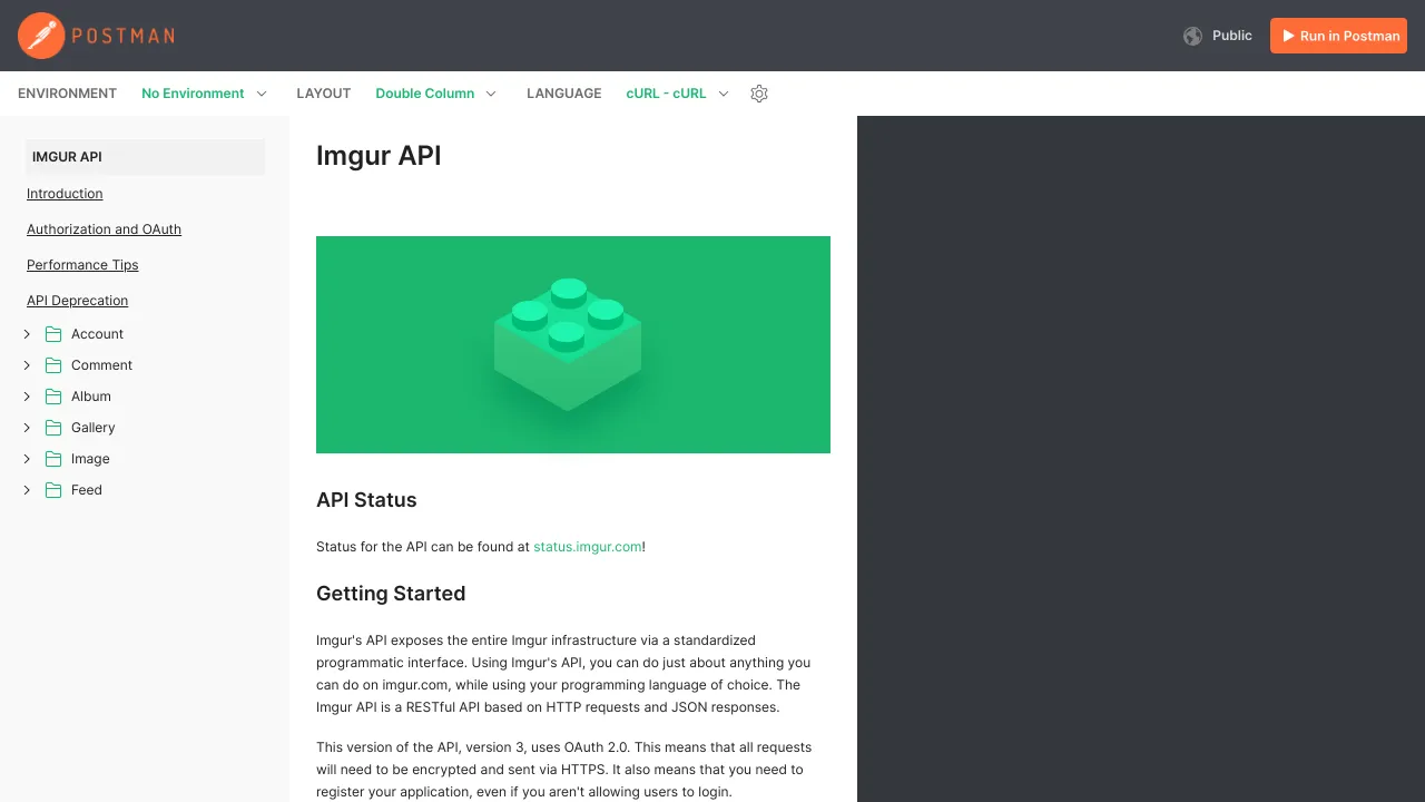Screenshot of Imgur website