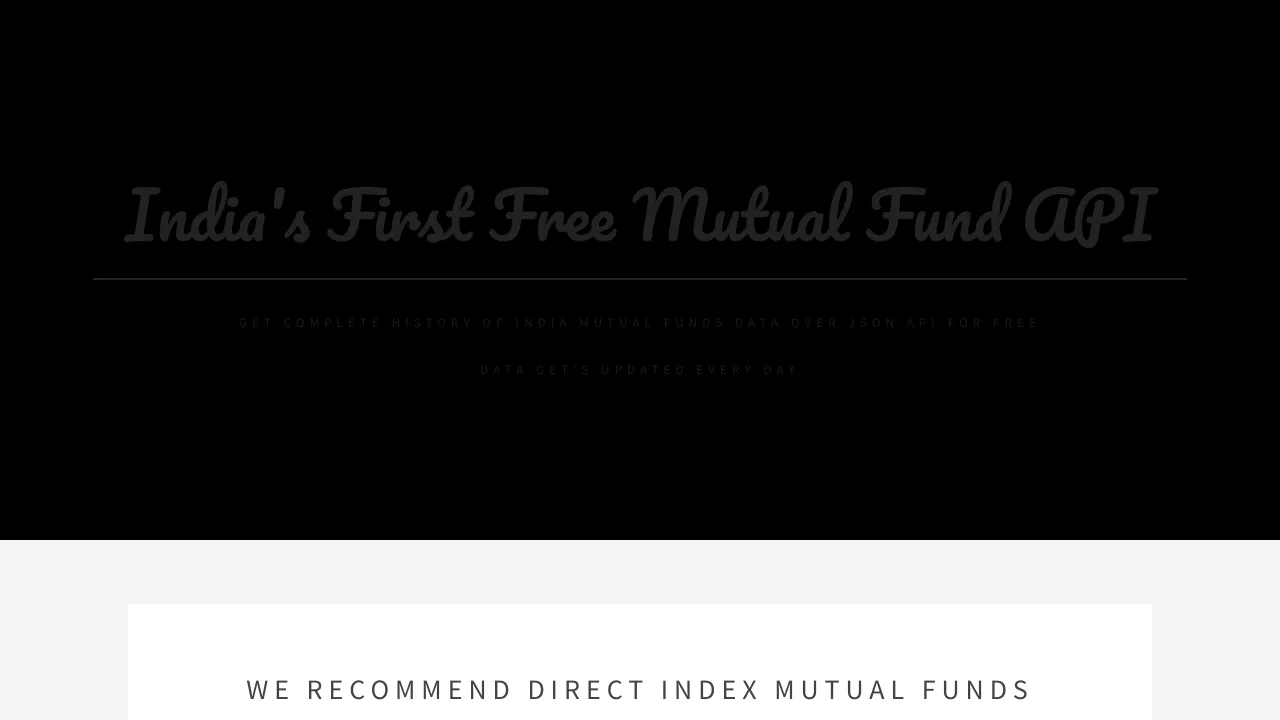 Screenshot of Indian Mutual Fund website