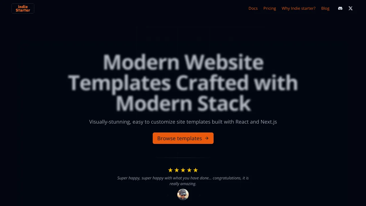 Screenshot of Indie Starter website