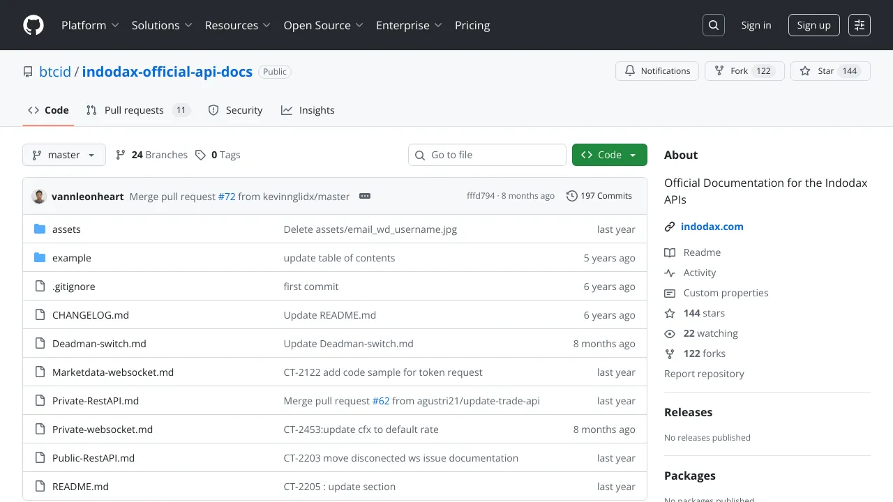 Screenshot of Indodax website