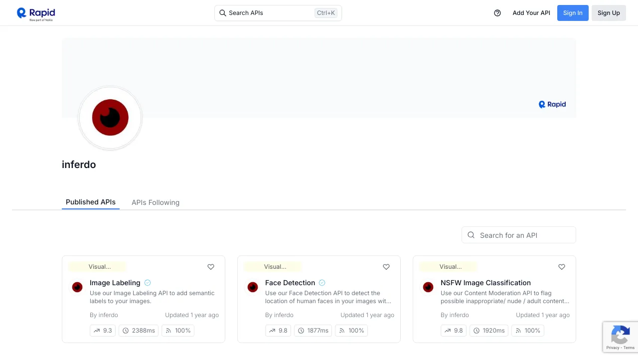 Screenshot of Inferdo website