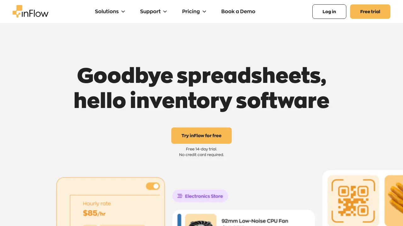 Screenshot of inFlow Inventory website