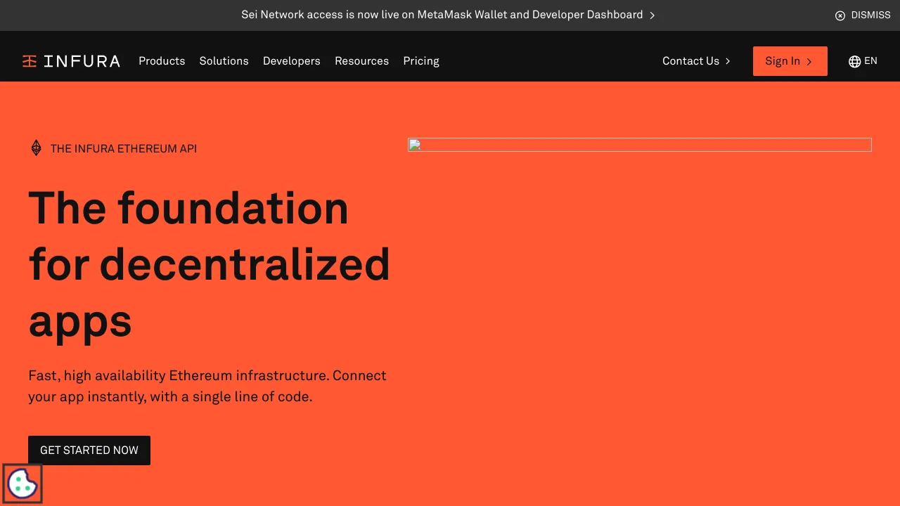 Screenshot of INFURA Ethereum website