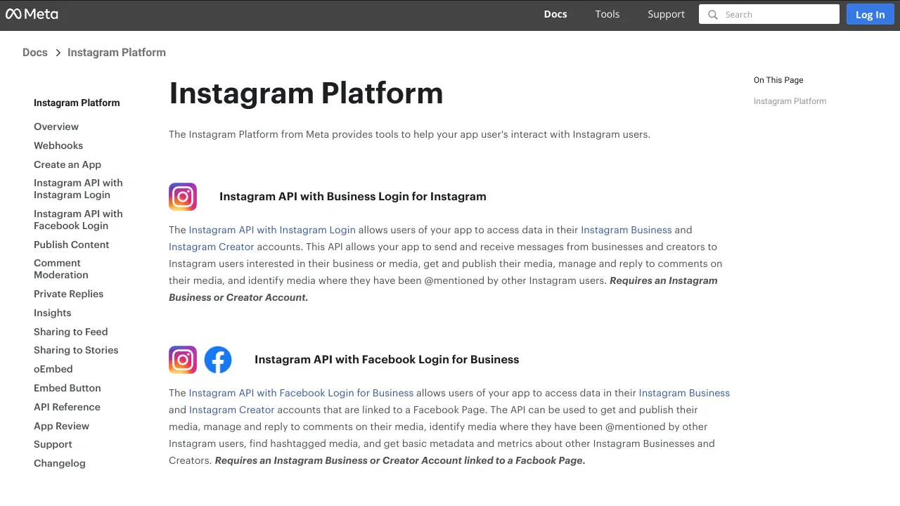 Screenshot of Instagram website