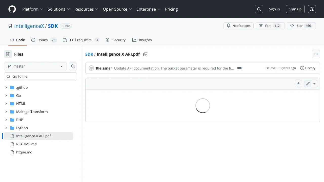 Screenshot of Intelligence X website