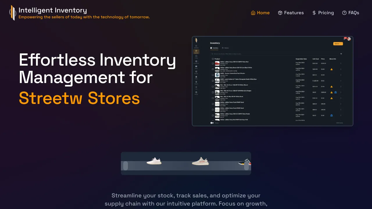 Screenshot of Intelligent Inventory website