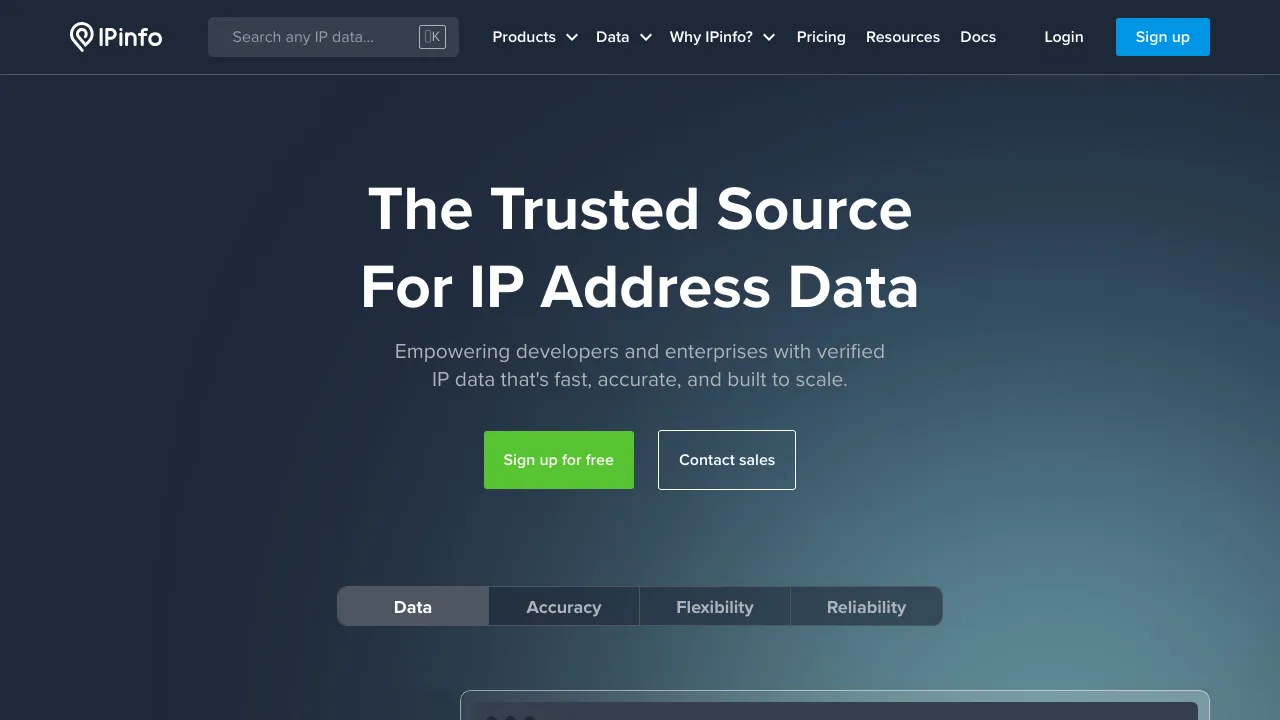 Screenshot of IP Address Details website