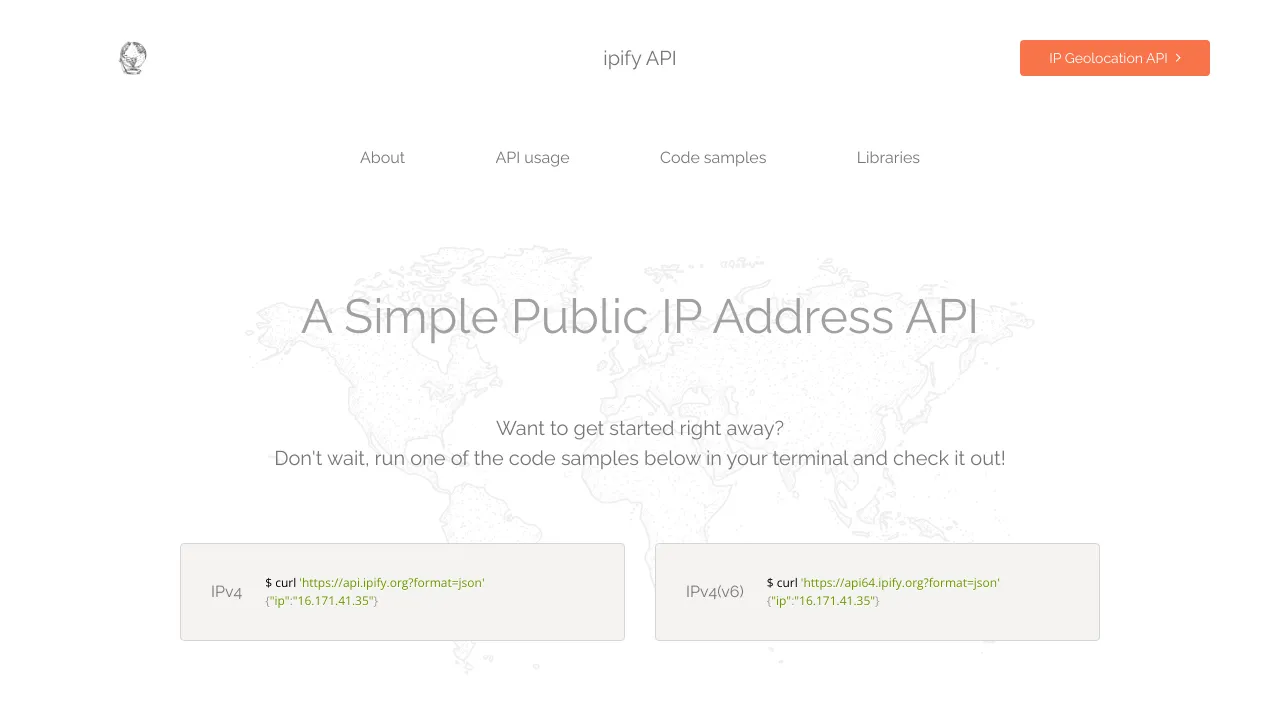 Screenshot of IPify website
