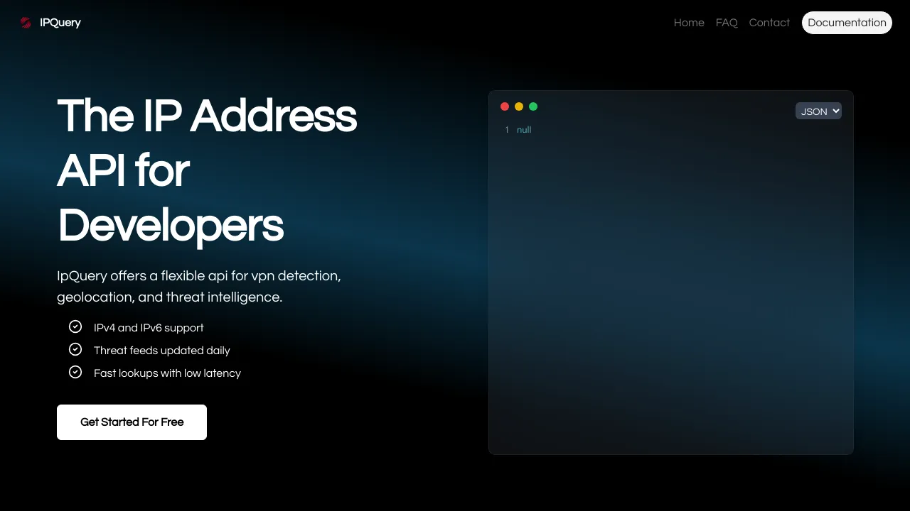 Screenshot of IPQuery website