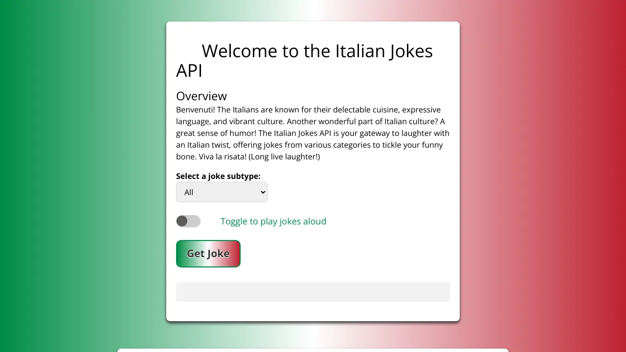 Screenshot of Italian Jokes website