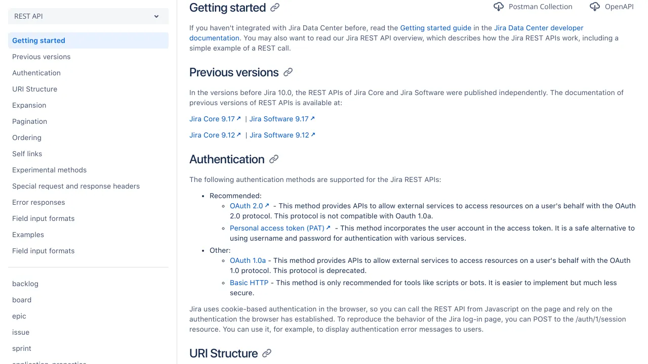 Screenshot of JIRA website