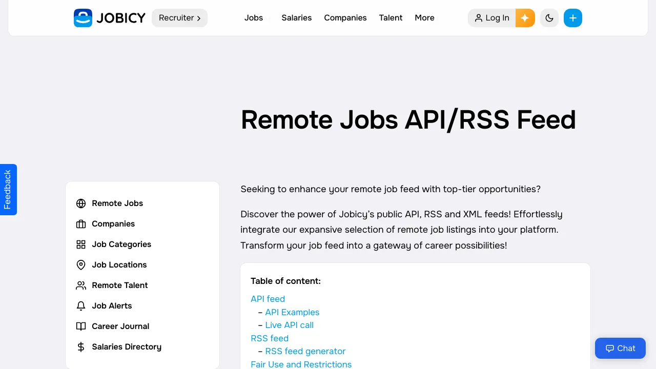 Screenshot of Jobicy website