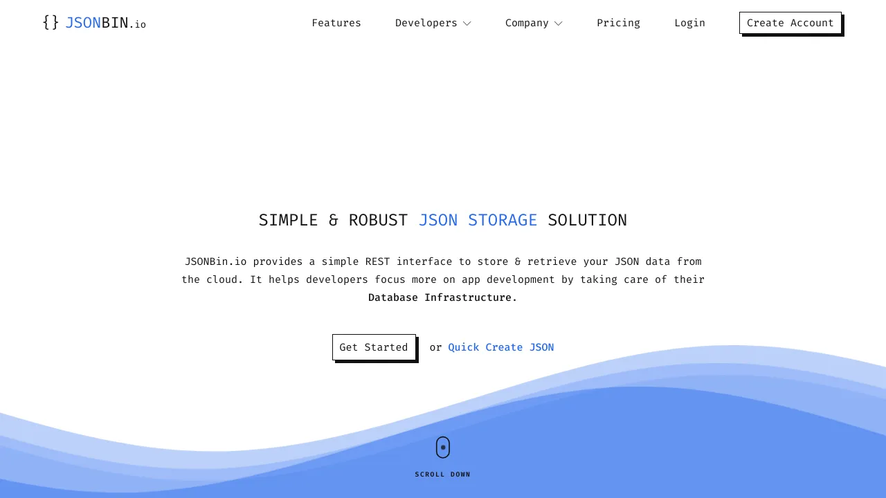 Screenshot of JSONbin.io website