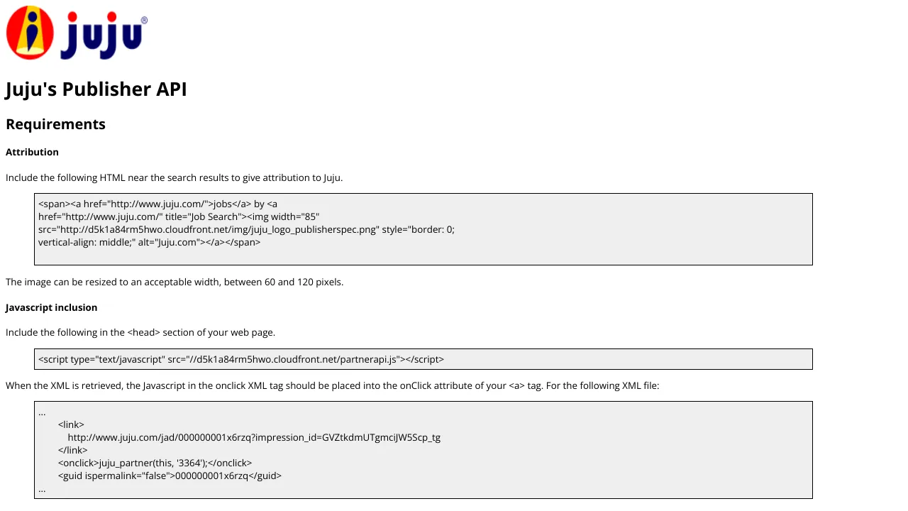 Screenshot of Juju website