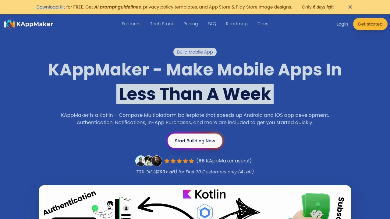 Screenshot of KAppMaker website