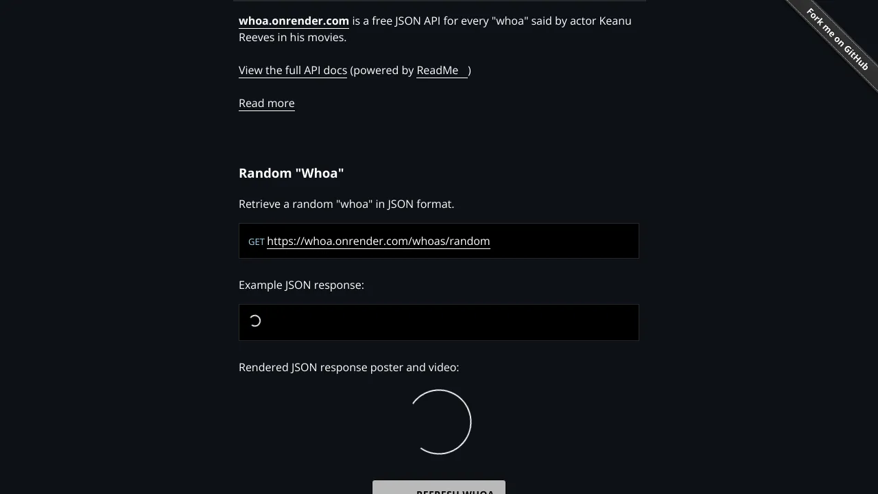Screenshot of Keanu Reeves Whoa website