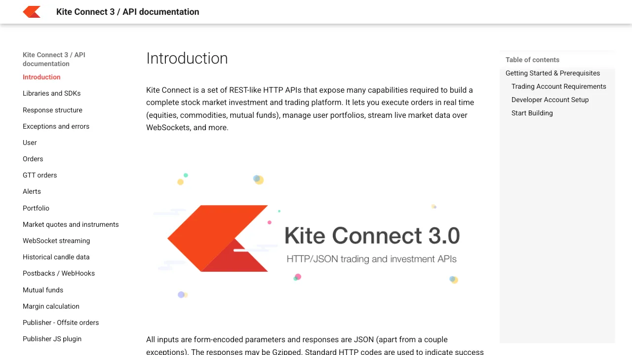 Screenshot of Kite Connect website