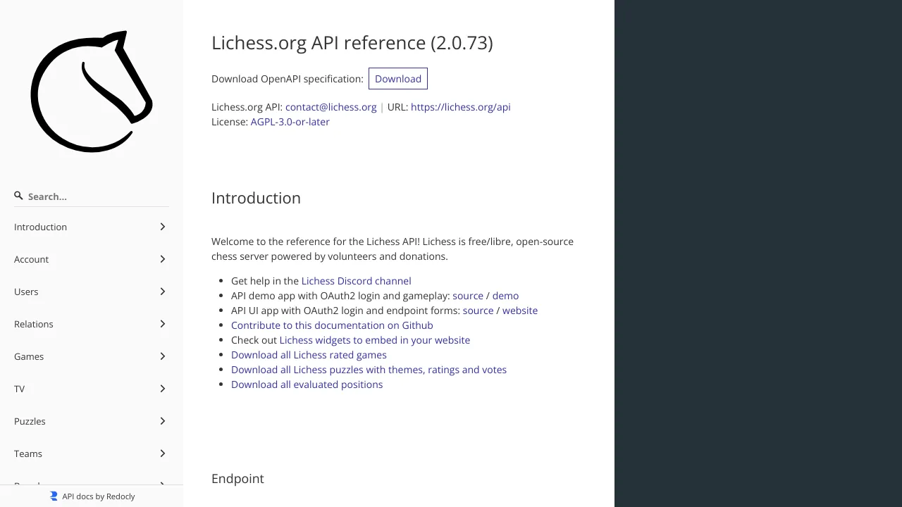 Screenshot of Lichess website