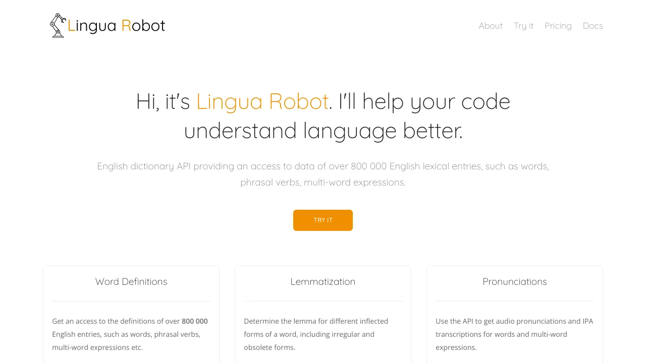 Screenshot of Lingua Robot website