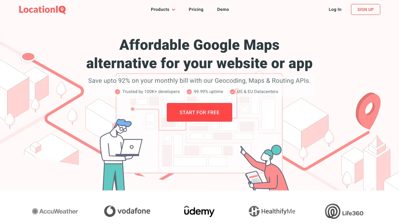 Screenshot of LocationIQ website
