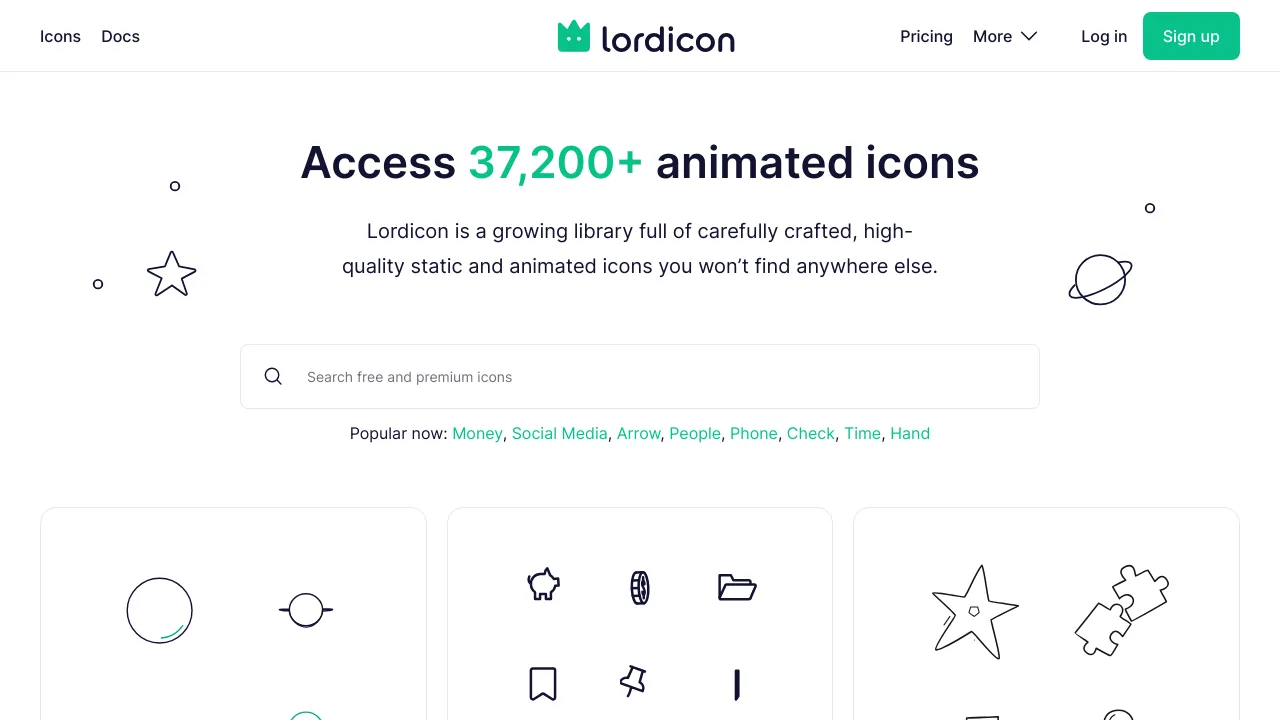Screenshot of Lordicon website