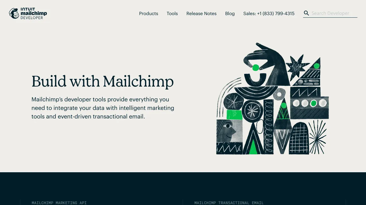 Screenshot of Mailchimp website