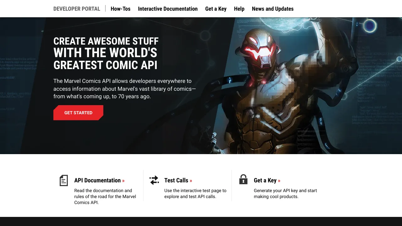 Screenshot of Marvel website