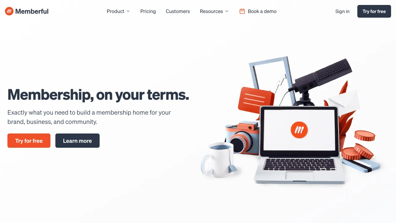 Screenshot of Memberful website