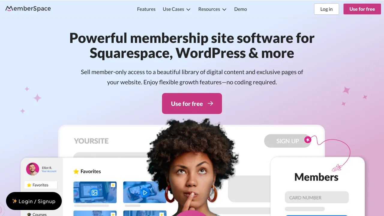 Screenshot of MemberSpace website