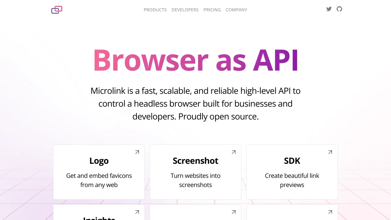 Screenshot of Microlink.io website