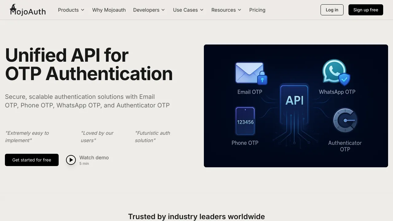 Screenshot of MojoAuth website
