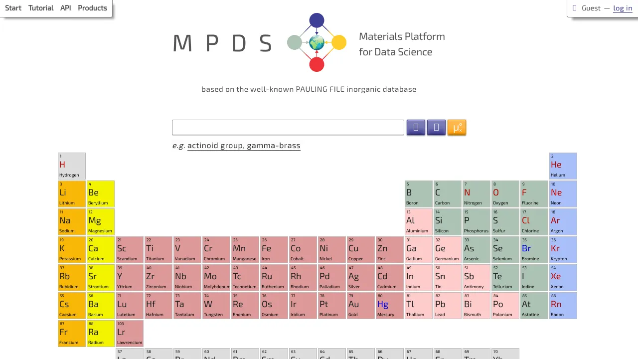 Screenshot of MPDS website