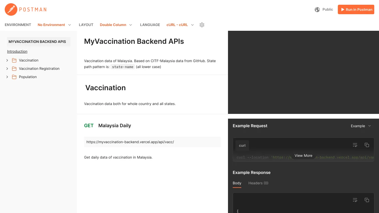 Screenshot of MyVaccination website