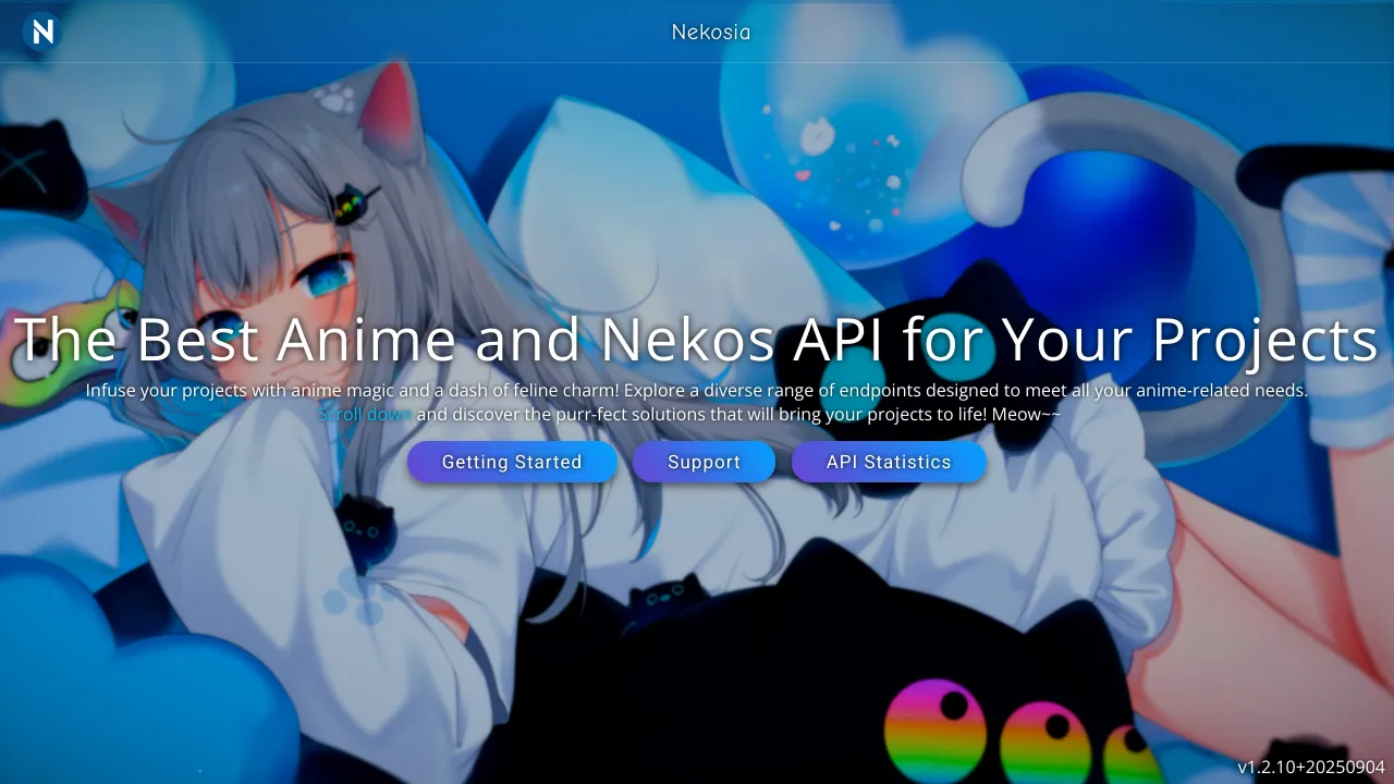 Screenshot of Nekosia API website