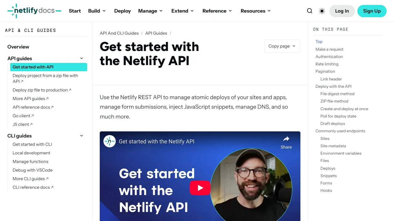 Screenshot of Netlify website