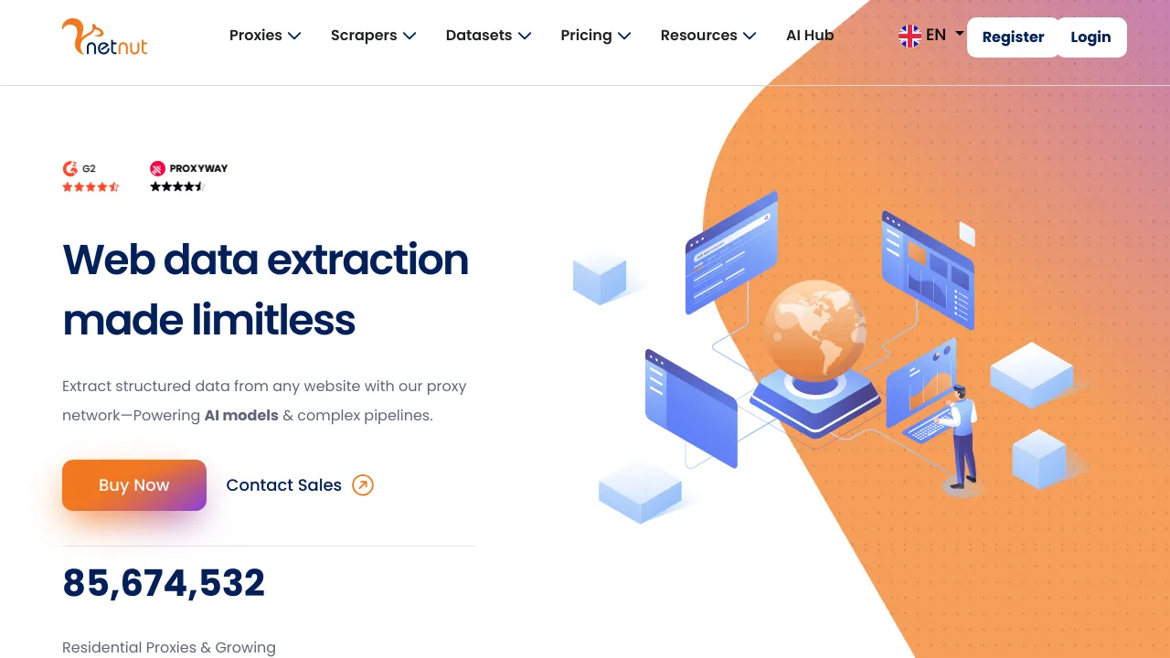 Screenshot of NetNut website