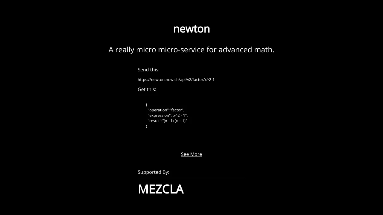 Screenshot of Newton website
