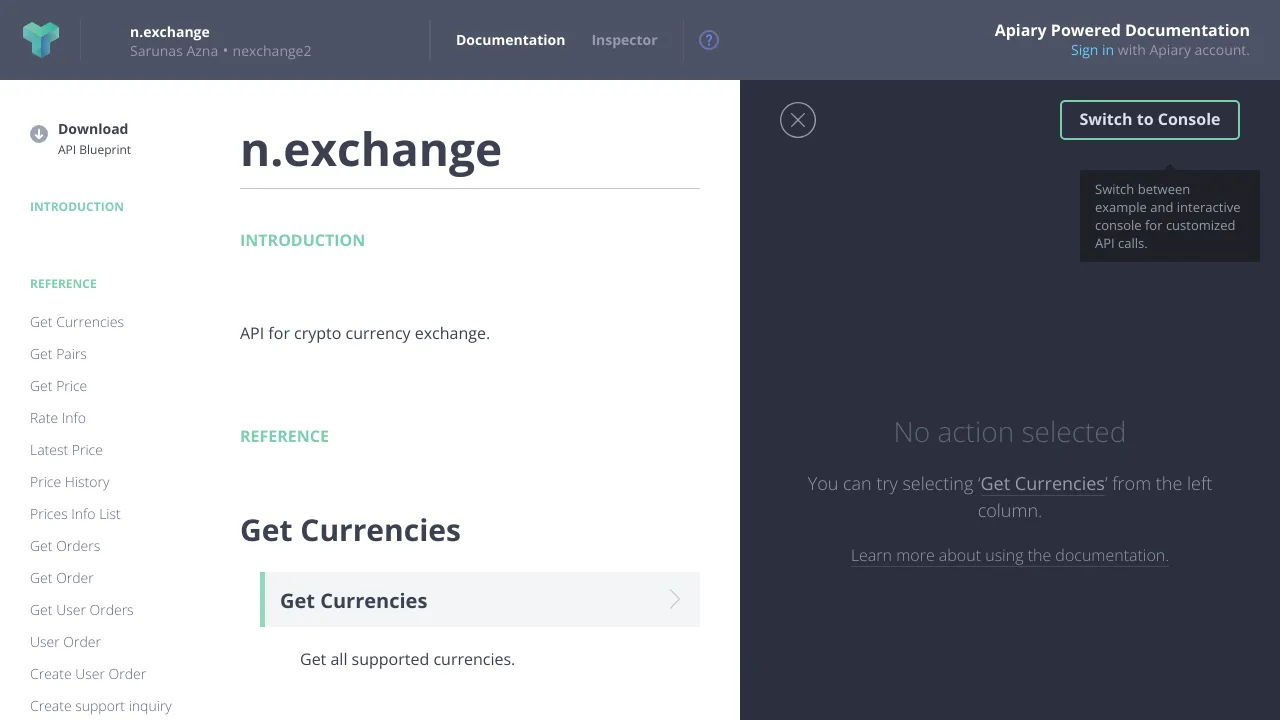 Screenshot of Nexchange website