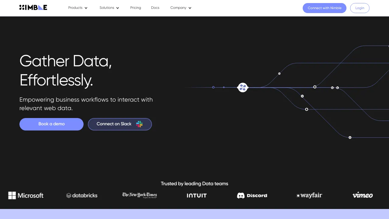 Screenshot of Nimble website